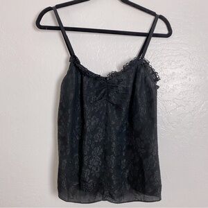Rebecca Taylor Black Floral Silk Cloque Top NWT 4
